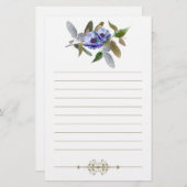 Herbstfloral in Olive und Lavendel Linken Briefpapier (Vorne/Hinten)
