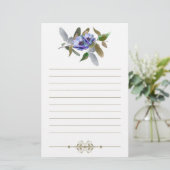 Herbstfloral in Olive und Lavendel Linken Briefpapier (Stehend Vorderseite)