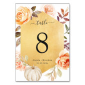 Herbstfloral Luxurious Gold Look Hochzeit im Herbs Tischnummer (Rückseite)