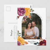 Herbstfloral mit BoId Aquarellblüte vielen Dank Postkarte (Vorne/Hinten)