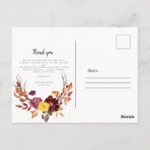 Herbstfloral mit BoId Aquarellblüte vielen Dank Postkarte (Rückseite)