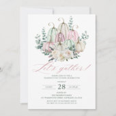 Herbstfloral Pumpkin Erntedank Dinner Einladung (Vorderseite)