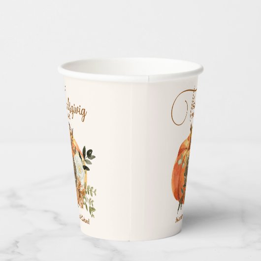 Herbstfloral Pumpkin Erntedank Dinner Pappbecher (Rechts)