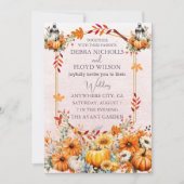 Herbstfloral Pumpkin Skript Hochzeit Einladung (Vorderseite)