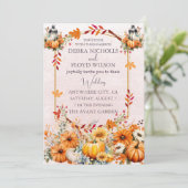 Herbstfloral Pumpkin Skript Hochzeit Einladung (Stehend Vorderseite)
