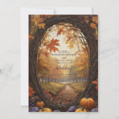 Herbstfloral Pumpkin Skript Hochzeit Einladung (Vorderseite)