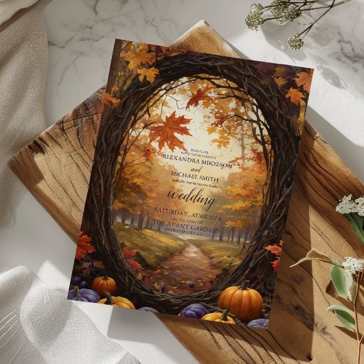 Herbstfloral Pumpkin Skript Hochzeit Einladung