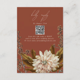 Herbstfloral Terracotta Hochzeit im Herbst QR Code Begleitkarte