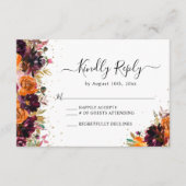 Herbstfloral Terracotta Wedding RSVP Begleitkarte (Vorderseite)