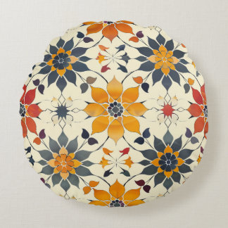Herbstfloral Tile Rundes Kissen