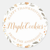 Herbstfloral und Berries Personalisiertes Backgesc Runder Aufkleber (Vorderseite)