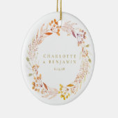 Herbstfloral Wreath Boho Personalisiert Keramik Ornament (Rechts)