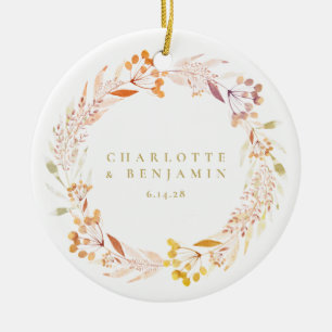Herbstfloral Wreath Boho Personalisiert Keramik Ornament