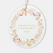 Herbstfloral Wreath Boho Personalisiert Keramik Ornament (Links)