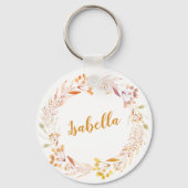 Herbstfloral Wreath Boho Personalisiert Schlüsselanhänger (Vorderseite)