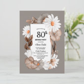 Herbstflorale 80. Geburtstagsparty Einladung (Stehend Vorderseite)