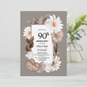 Herbstflorale 90. Geburtstagsparty Einladung (Stehend Vorderseite)