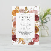 Herbstflorale Abendessen Geburtstag Einladung (Stehend Vorderseite)