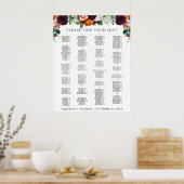 Herbstflorale Alphabetische Sitzkarte 200 Gäste Poster (Küche)
