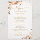Herbstflorale Blätter Boho Chic Hochzeitsmenü (Vorderseite)