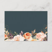 Herbstflorale Blätter Gold Glitzer Hochzeitdetails Begleitkarte (Rückseite)