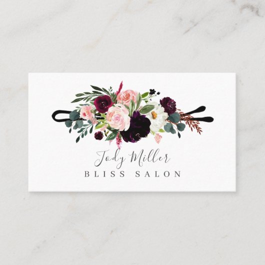 Herbstflorale Bobby Button Salon Business Cards Visitenkarte (Vorderseite)