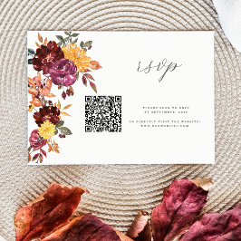 Herbstflorale BoId Aquarellblüte Hochzeit QR RSVP Karte