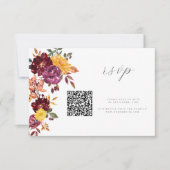 Herbstflorale BoId Aquarellblüte Hochzeit QR RSVP Karte (Vorderseite)