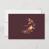 Herbstflorale BoId Aquarellblüte Hochzeit QR RSVP Karte (Rückseite)
