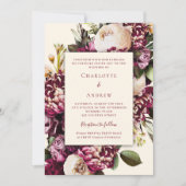 Herbstflorale Bordeaux lila Hochzeit Einladung (Vorderseite)