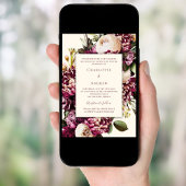 Herbstflorale Bordeaux lila Hochzeit Einladung