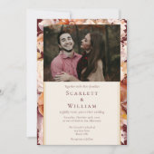Herbstflorale Burgundy Cream Classic Foto Hochzeit Einladung (Vorderseite)