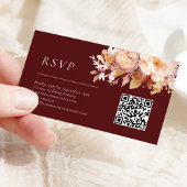 Herbstflorale Burgundy Cream Wedding QR Code UAWG Begleitkarte