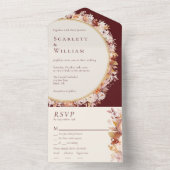 Herbstflorale Burgundy UAWG Wedding All In One Einladung (Innen Boden)