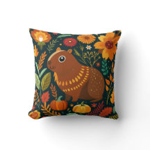 Herbstflorale Capybara Throw Kissen
