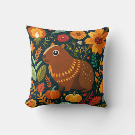 Herbstflorale Capybara Throw Kissen