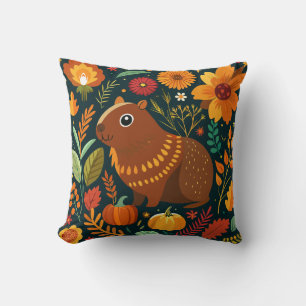 Herbstflorale Capybara Throw Kissen