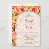 Herbstflorale Collage in einer Hochzeit Einladunge Einladung (Vorderseite)