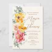 Herbstflorale Elegante Blume Hochzeit Einladung (Vorderseite)