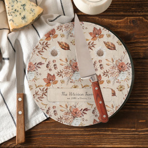 Herbstflorale elegante Retro Familienname personal Schneidebrett