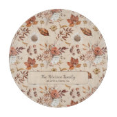 Herbstflorale elegante Retro Familienname personal Schneidebrett (Vorderseite)