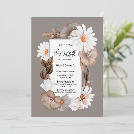 Herbstflorale Engagement Einladung (Stehend Vorderseite)