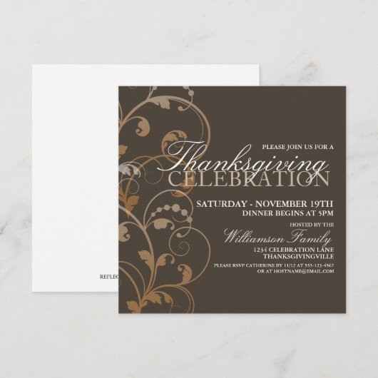 Herbstflorale Erntedank Einladung (Vorne/Hinten)