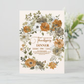 Herbstflorale Erntedank Einladung (Stehend Vorderseite)
