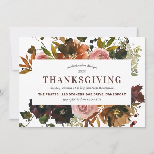 Herbstflorale Erntedank Einladung (Vorderseite)