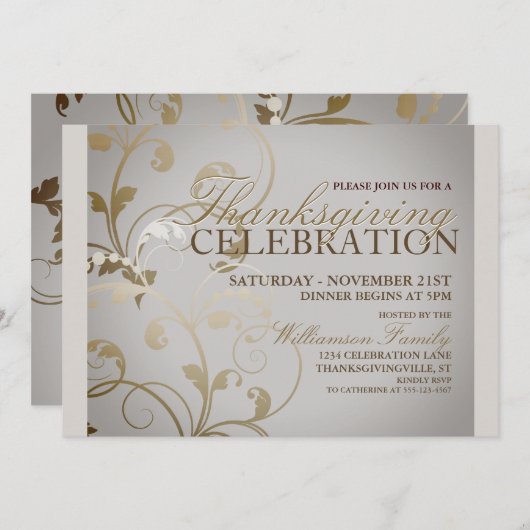 Herbstflorale Erntedank Einladung (Vorne/Hinten)