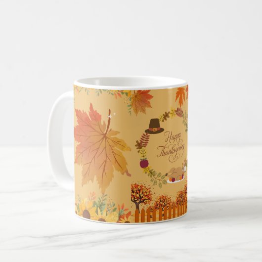 Herbstflorale Erntedank Kaffeetasse (Vorderseite Links)