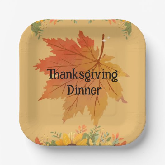 Herbstflorale Erntedank Pappteller (Vorderseite)