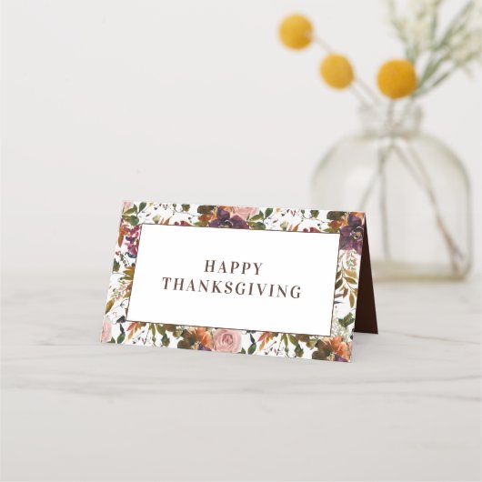 Herbstflorale Erntedank Platzkarte (Rückseite)