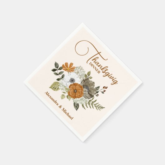 Herbstflorale Erntedank Serviette (Ecke)